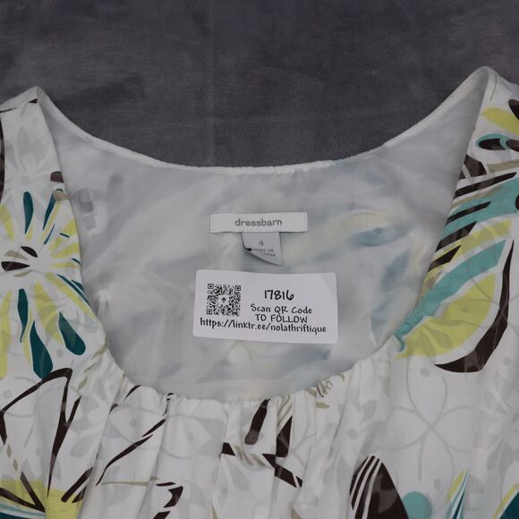 Dressbarn Dress Womens 4 Multicolor Sleeveless Scoop Neck Pleated Knee Length - Picture 5 of 16